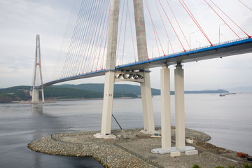 suspension bridge in Vladivostok on Russian island
