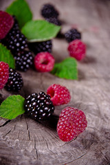 Fresh berries on wooden background
