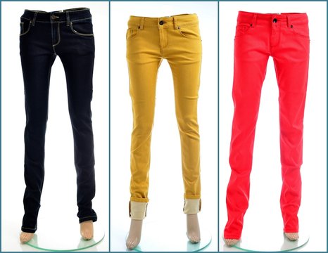 Pair of colored jeans, isolated