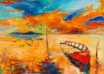 Ocean and fishing boat