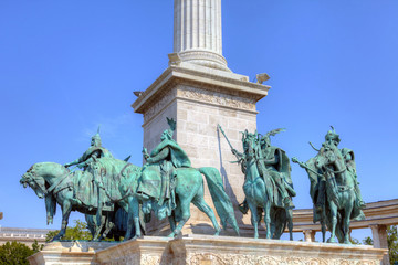 Obraz premium Detail of the Grand Monument in Heroes' Square, Budapest