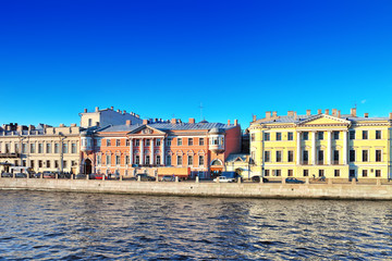 Embankment of the river of Neva in St. Petersburg, Russia