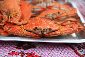 Hot steam crab that serve with tray