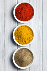 various colored spices
