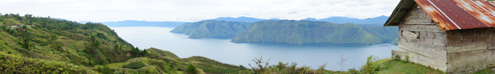 Panorama of house near the Lake toba