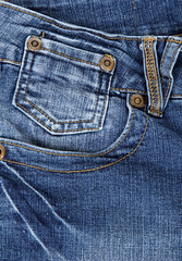 Blue jeans with pocket closeup