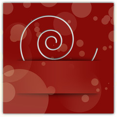 White swirl applique on red background