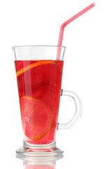sangria in glass, isolated on white