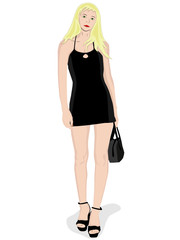 Sketch of girl on heels with bag