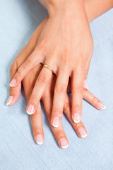 French manicure on hands