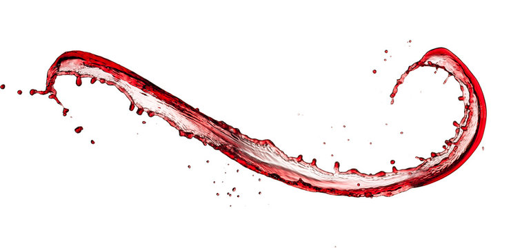Fototapeta Red wine splash, isolated on white background
