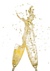 Splashing champagne out of glasses © Jag_cz