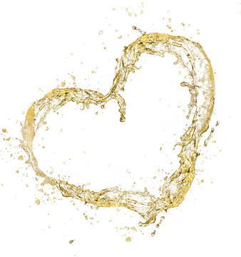Heart symbol made of champagne splashes