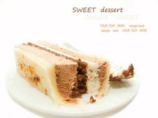 slice of chocolat mousse cake on white plate