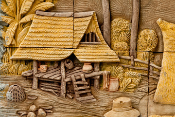 native molding art on wall in thai style