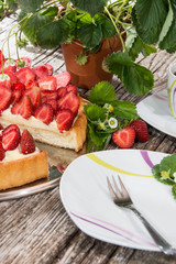 Strawberry Pie with a cup of Coffee