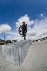 Bmx rider on a ramp