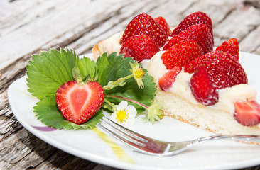 Plate with fresh Strawberry Pie