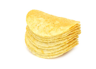 Stack of Potato Chips (Crisps) Isolated on White Background