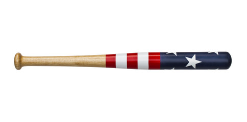 USA flag on baseball bat - Powered by Adobe