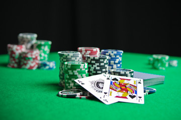 blackjack in a casino - obrazy, fototapety, plakaty