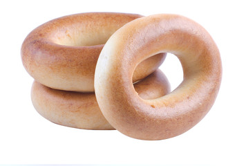 Round bagels isolated on a white