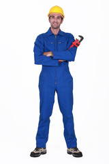 Mechanic with wrench