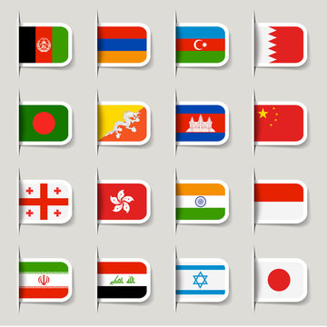 Label - Asian Flags