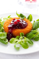 camembert with cranberry sauce