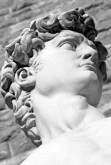 detail of  famous italian sculpture -  David by Michelangelo, bl - 44353155