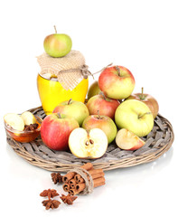 Honey and apples with cinnamon