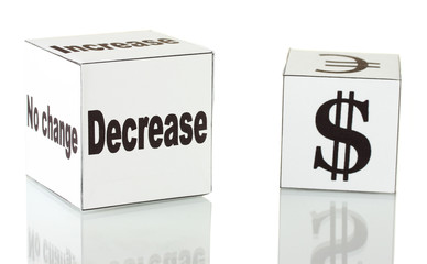 forex. currency in the white dices on white background