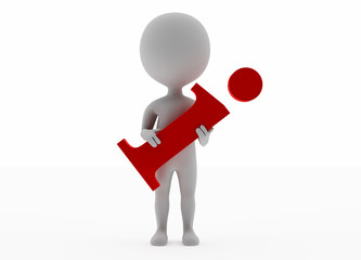 3d humanoid character with a information symbol