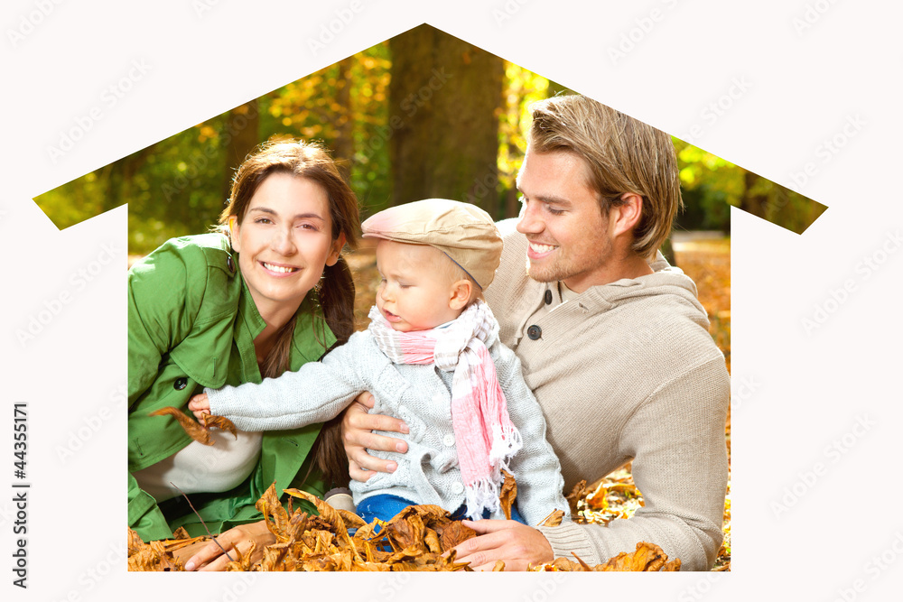 Wall mural familie herbst haus