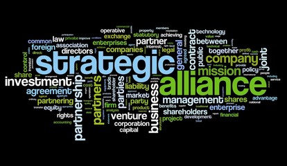 Strategic alliance concept in tag cloud