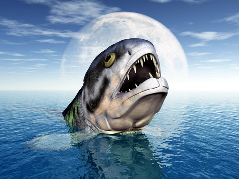Grosser Fisch mit Mondkulisse