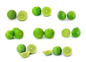 Fresh ripe lime on white background