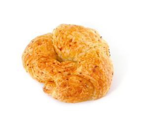 Fresh and tasty croissant over white background