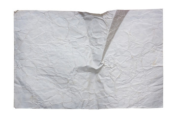 Old wrinkled paper on white
