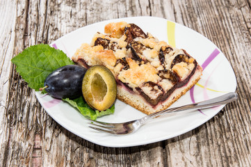 Portion of fresh Plum Cake