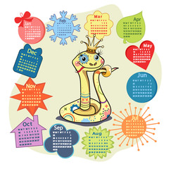 Calendar 2013 with funny snake symbol.
