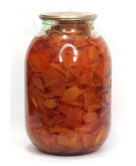 Bank of jam on a white background