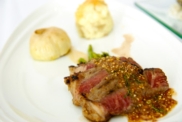 Lamb steak with mash potato