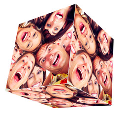 People smile cube collage.