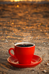 Red cup with coffee