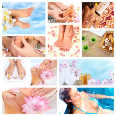 Beautiful Spa massage collage.