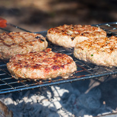 Hamburgers on Barbeque Grill