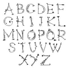 Sketch of floral alphabet for your design