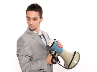 Businessman with megaphone