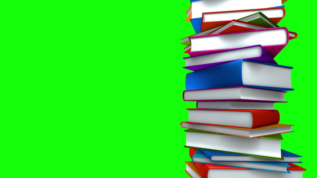 Colorful Books Stack (Loop on Green Screen)